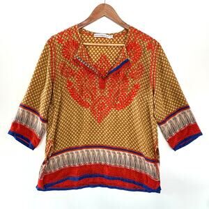 Gretchen Scott hand embroidered Boho tunic, size M